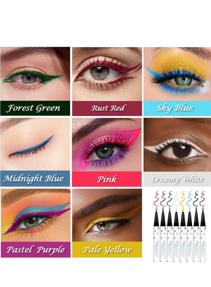 8-Color Waterproof Matte Liquid Eyeliner Set - Smudge-Proof Colored Pencil Makeup Gift for Women - Image 3