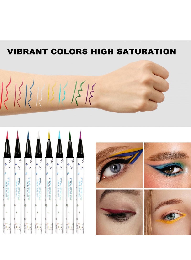8-Color Waterproof Matte Liquid Eyeliner Set - Smudge-Proof Colored Pencil Makeup Gift for Women - Image 5