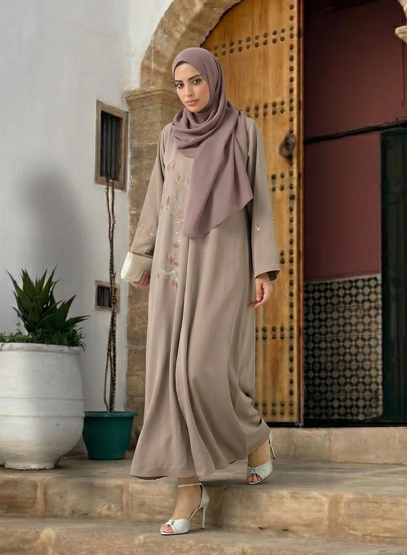 hayas closet  Embroidered Abaya With Sheila for Women | Best Price UAE
