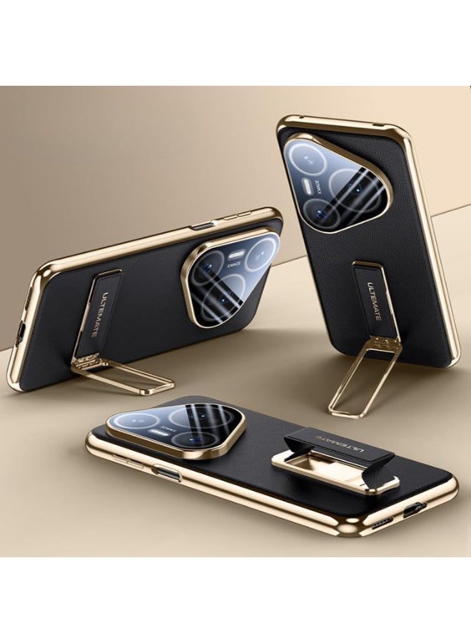 Electroplating Case Compatible with Huawei Pura 80 Ultra (2025), Fully Wrapped Lens with Magnetic Wrist Strap and Rotating Bracket Cover For Pura 80 Ultra (Black)