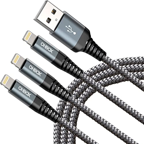 ohbox iPhone Charging Cable 6FT, 3Pack [Apple MFi Certified] USB to Lightning Cables Fast Charging, iPhone Charger Cord iPhone USB Cable Compatible with iPhone 14 13 12 11 Pro Max Plus 8 7 6 iPad and More - Image 1