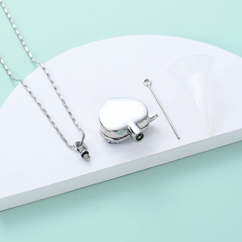 Yinplsmemory Hummingbird Cremation Jewelry Crystal Heart Urn Ashes Necklace for Women Men Memorial Keepsake Necklace of Loved One - Image 4