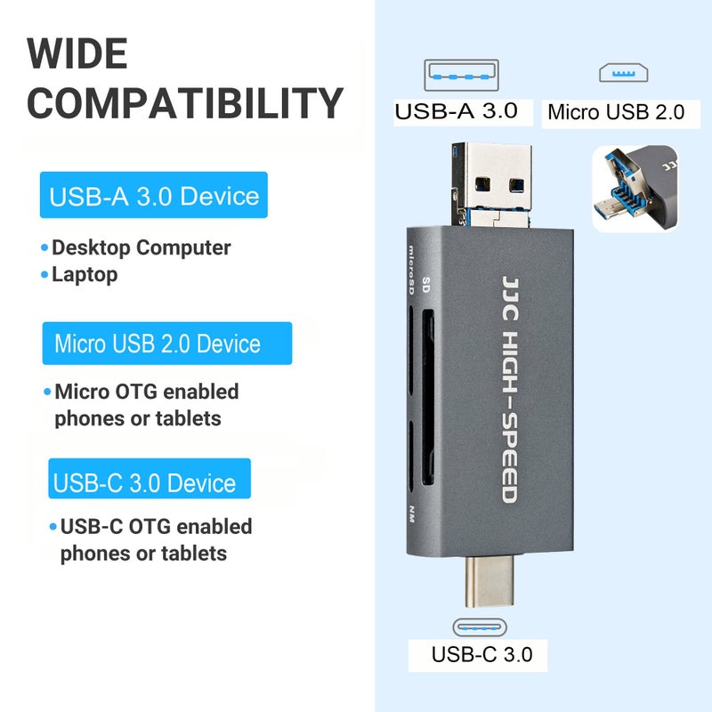 JJC Huawei Nano Memory NM Card Reader Writer, USB 3.0 USB-C Type-C to NM Nano Memory SD MicroSD Card, Data Transfer Speed up to 90MB/S for Huawei Smartphone and Laptop - Image 4