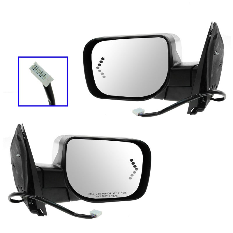 مجموعة مرآة جانبية للسائق والراكب 2 قطعة مع تعديل كهربائي تسخين ذاكرة كروم متوافقة مع 2007 إنفينيتي QX56 نيسان أرمادا 20072008 تيتان