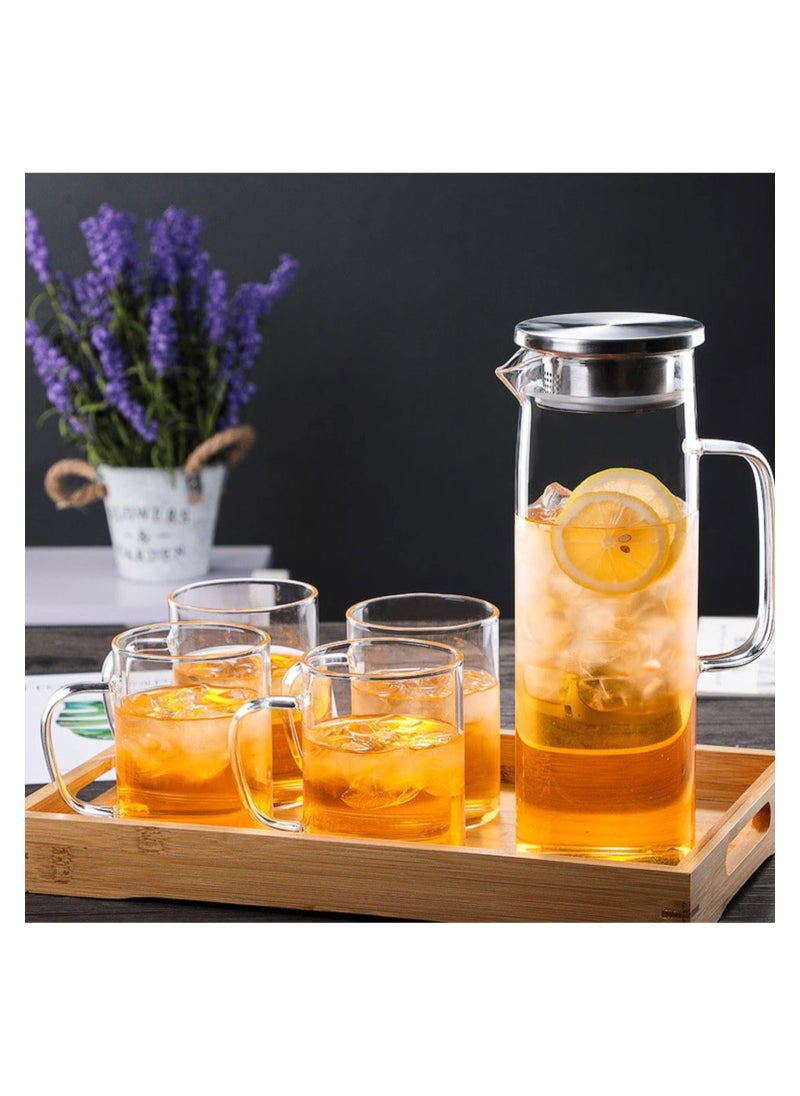 GGEROU Glass Carafes Glasses Water Jug Container Water Pitcher With stainless steel Lids 1000ml  - Image 4