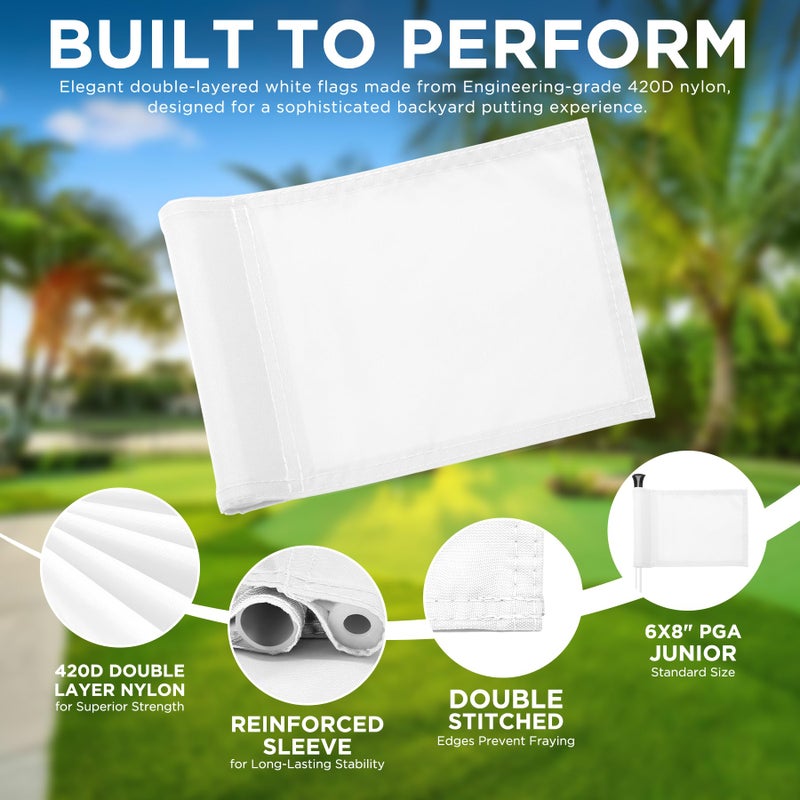 KINGTOP Miniature Golf Flagstick, Practice Putting Green Flags for Yard, Chipping Golf Pin Flag Hole Cup Set, Portable 2-Section Design, Blank White Flags, 3ft Flagpole, Indoor | Outdoor, 4-Pack - Image 3