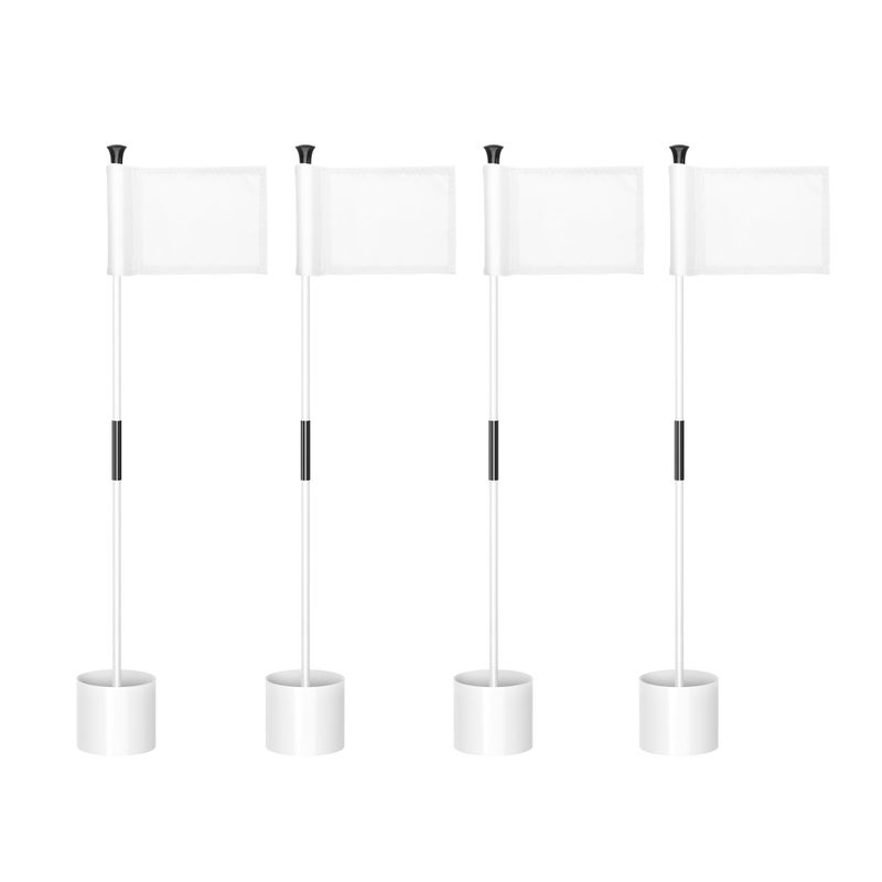 KINGTOP Miniature Golf Flagstick, Practice Putting Green Flags for Yard, Chipping Golf Pin Flag Hole Cup Set, Portable 2-Section Design, Blank White Flags, 3ft Flagpole, Indoor | Outdoor, 4-Pack - Image 1