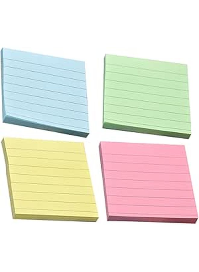 4 Pack Self Stick Striped Notepads Light Yellow Color for Home Office School Reminders - Image 1