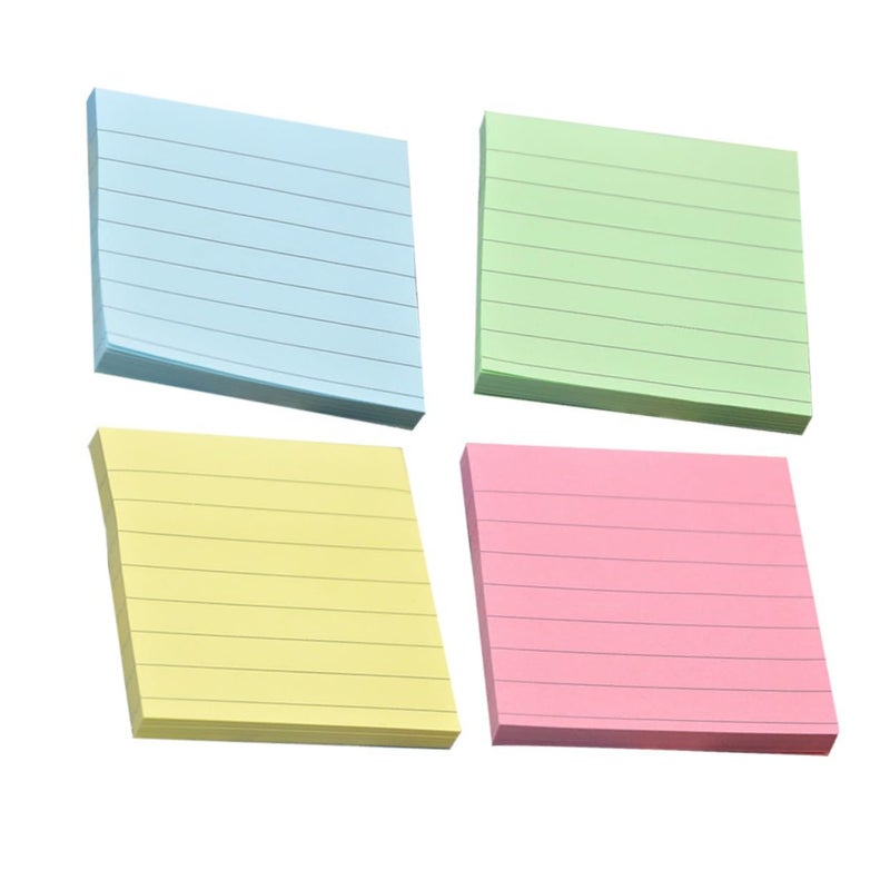 4 Pack Self Stick Striped Notepads Light Yellow Color for Home Office School Reminders - Image 2