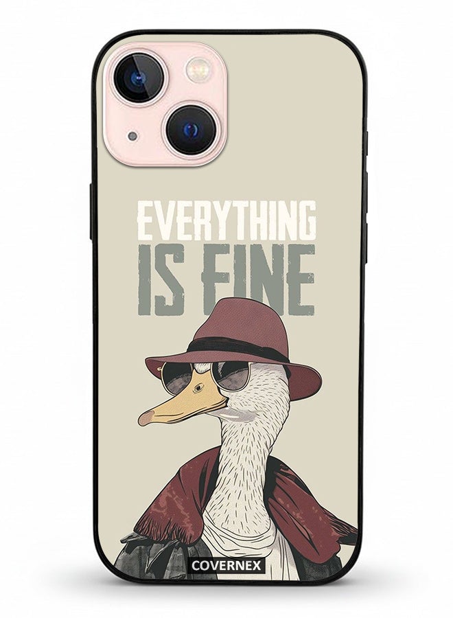 Covernex Apple iPhone 13 Mini Protective Case Cover Printed Featuring Everything is Fine Stylish Ostrich - Image 2