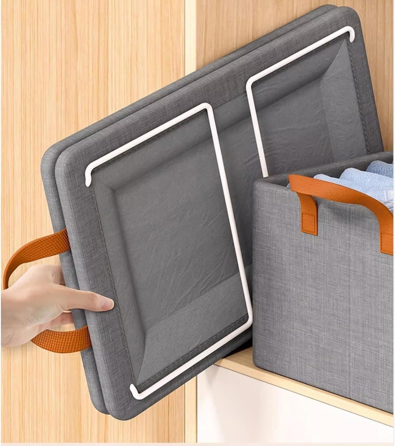 Wardrobe Storage Box Organizer for Clothes and Accessories, Foldable Fabric Dressing Box with Reinforced Metal Frame, Closet Shelf Storage Solution for Towels Linens Shirts, 46x28x18 cm - Image 1