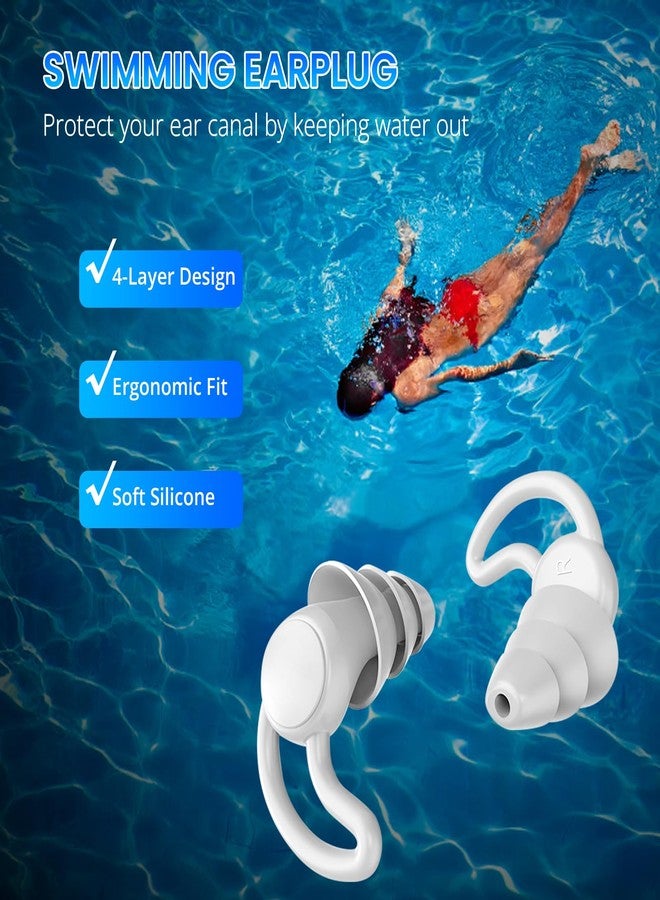 Gizmolet Waterproof Swimming Ear Plugs for Adults, Reusable Swimmer Earplugs, Silicone Ear Plugs for Women Men, Ear Protection for Swimming Surfing Sleeping Water Sports, Individual Package, White - Image 2
