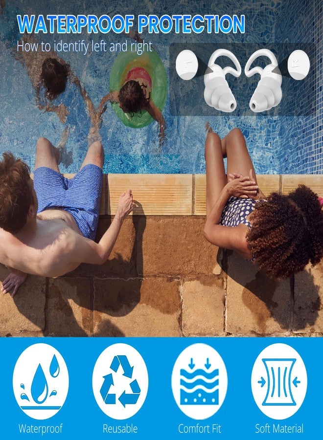 Gizmolet Waterproof Swimming Ear Plugs for Adults, Reusable Swimmer Earplugs, Silicone Ear Plugs for Women Men, Ear Protection for Swimming Surfing Sleeping Water Sports, Individual Package, White - Image 3