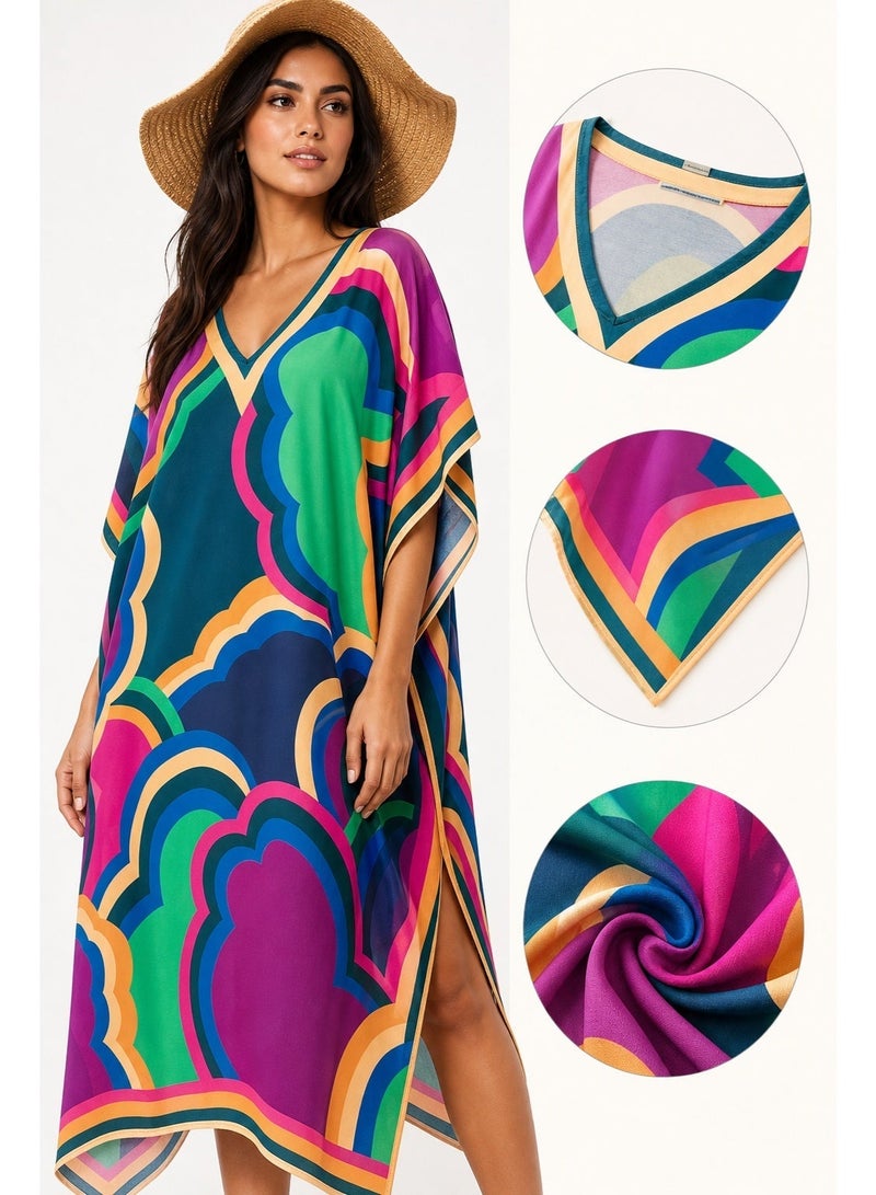 Beach Cover-Up, Beach Cover Ups for Women & Swimsuit Cover Up, Cotton Material, Lightweight Breathable & Sun Protection, Loose Elegant & Easy to Put On/Off, Fashionable High-End, Suitable for Beach Vacation, Hotel Resort & Daily Sun Protection, Ideal for Vacation Women & Modest Outfit Users, (One Size) - Image 5
