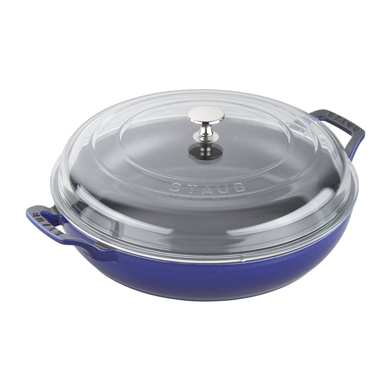 STAUB Staub Cast Iron 35qt Braiser with Glass Lid  Dark Blue 