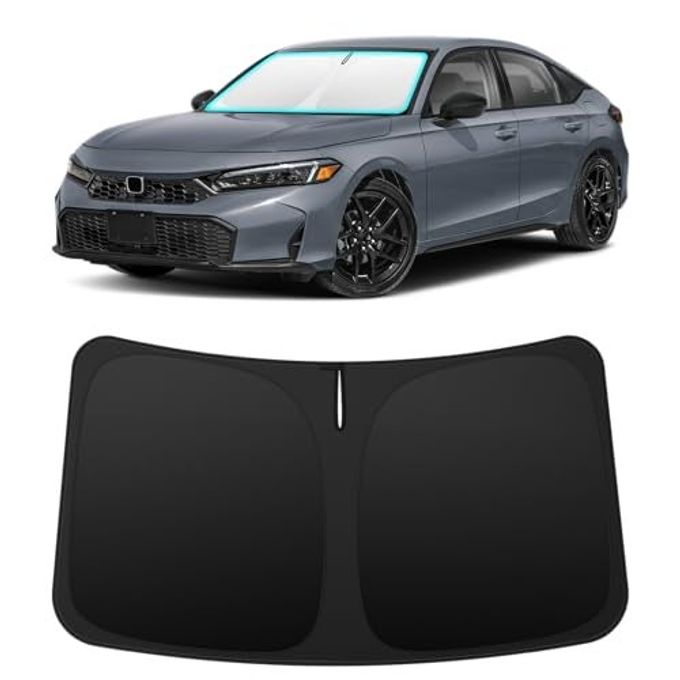 INSAUTO Custom Fit Windshield Sun Shade Accessories For Honda Civic 2022-2026, Foldable Front Window Sunshade, Uv & Heat Reflector, Keeps Interior Cool, Includes Storage Bag - Image 1
