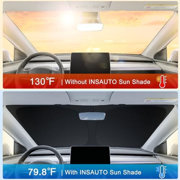 INSAUTO Custom Fit Windshield Sun Shade Accessories For Honda Civic 2022-2026, Foldable Front Window Sunshade, Uv & Heat Reflector, Keeps Interior Cool, Includes Storage Bag - Image 3