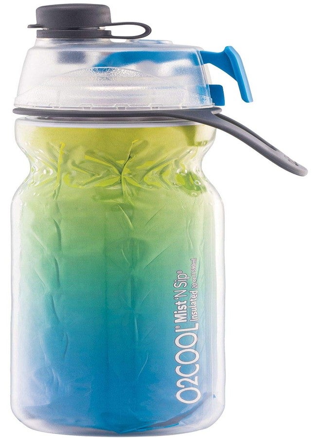 O2COOL Mist 'N Sip Misting Water Bottle 2-in-1 Mist And Sip Function With No Leak Pull Top Spout Reusable Sports Water Bottle - 20 oz (Blue Ombre) - Image 2