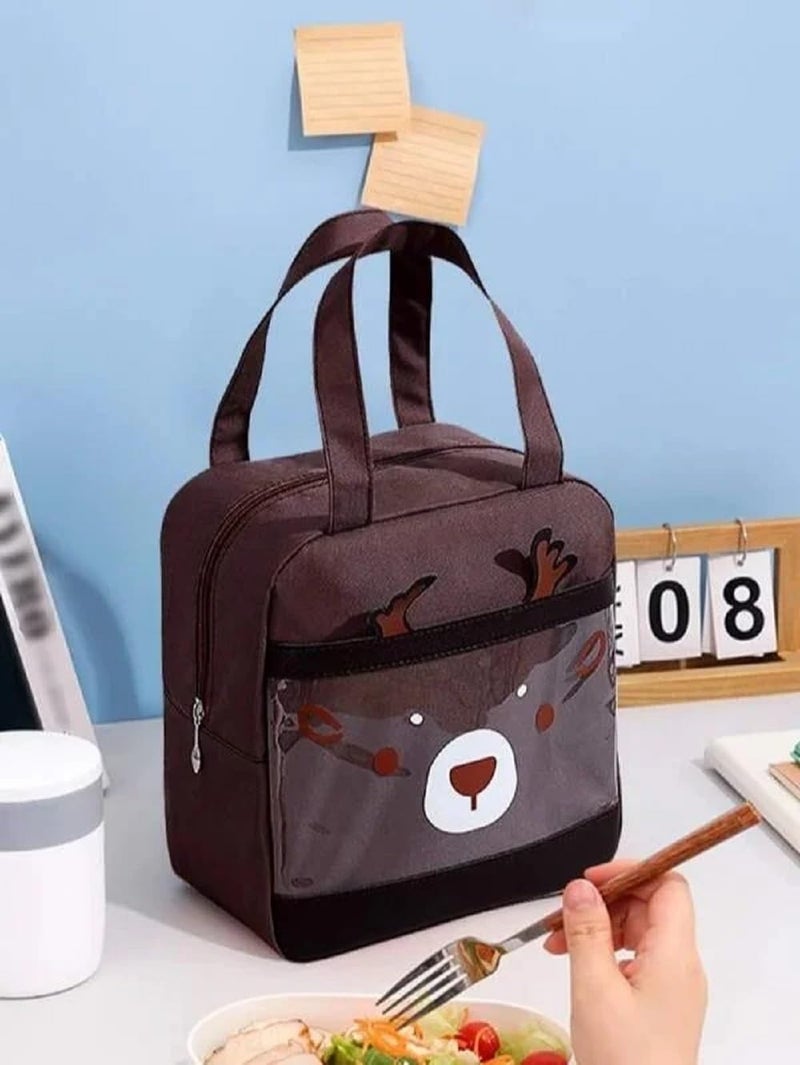 CoolKraft Lunch Bag for School Kids Girls Cute Design Bag for Boys Girls Women Travel Picnic Bag Organize Store Hot Cold Insulated Portable Tiffin Bag 245 x 23 x 14 cm Brown Reindeer - Image 3
