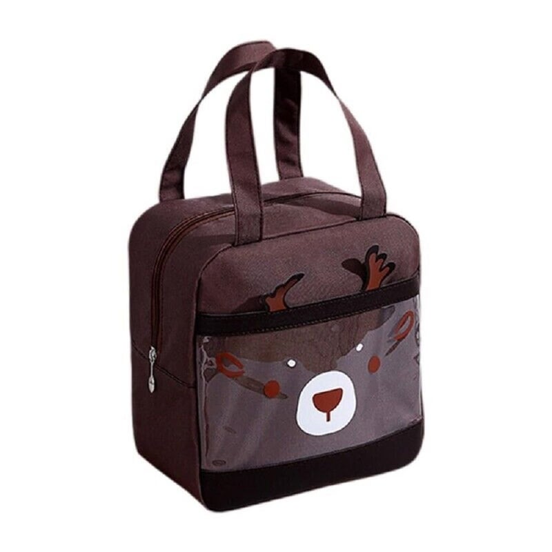 CoolKraft Lunch Bag for School Kids Girls Cute Design Bag for Boys Girls Women Travel Picnic Bag Organize Store Hot Cold Insulated Portable Tiffin Bag 245 x 23 x 14 cm Brown Reindeer - Image 1