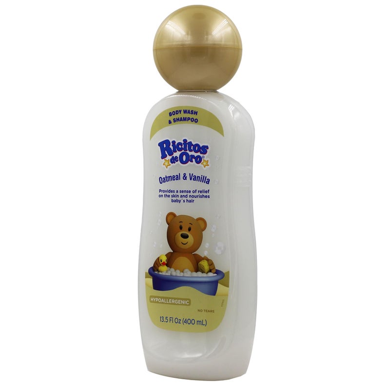 Ricitos de Oro Baby Shampoo and Body Wash, Formula with Oats and Vanilla, Hypoallergenic, Tear-Free Body Wash and Shampoo, 2-Pack of 13.5 Fl Oz Each, 2 Bottles - Image 2