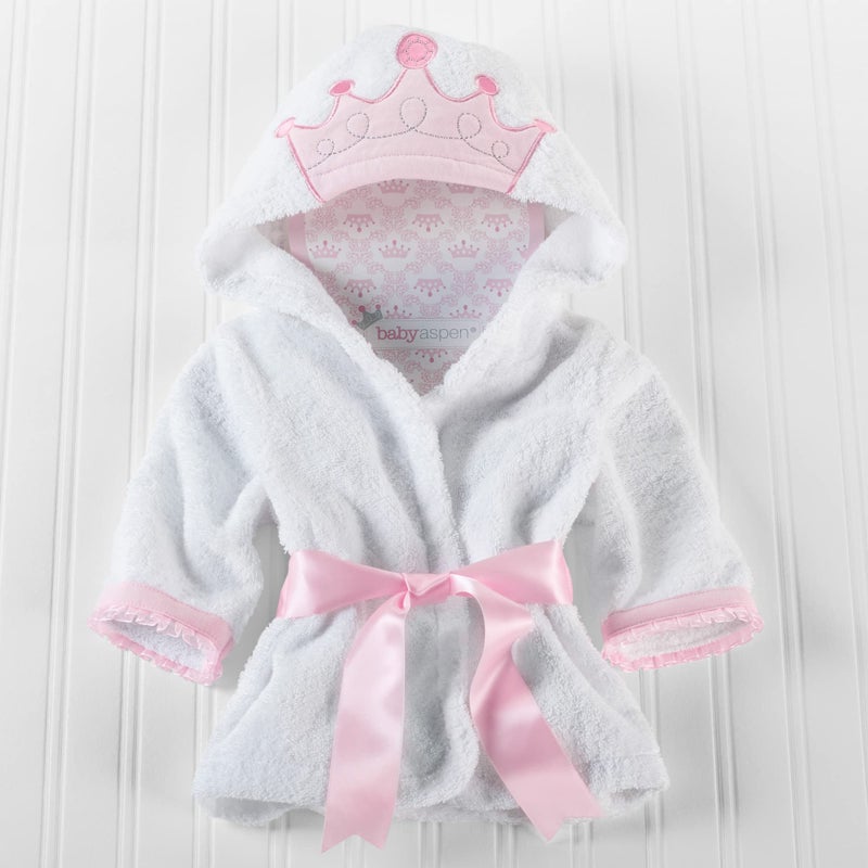 Baby Aspen Little Princess Hooded Towel Robe, 0-9 Months, Baby Bath Towel/Spa Robe - Image 3