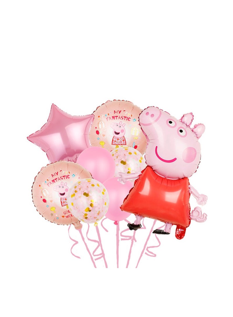 8pcs /set children’s birthday scene layout background wall decoration aluminum foil balloons cartoon shape character Page theme birthday party decoration aluminum foil balloon set - Image 1