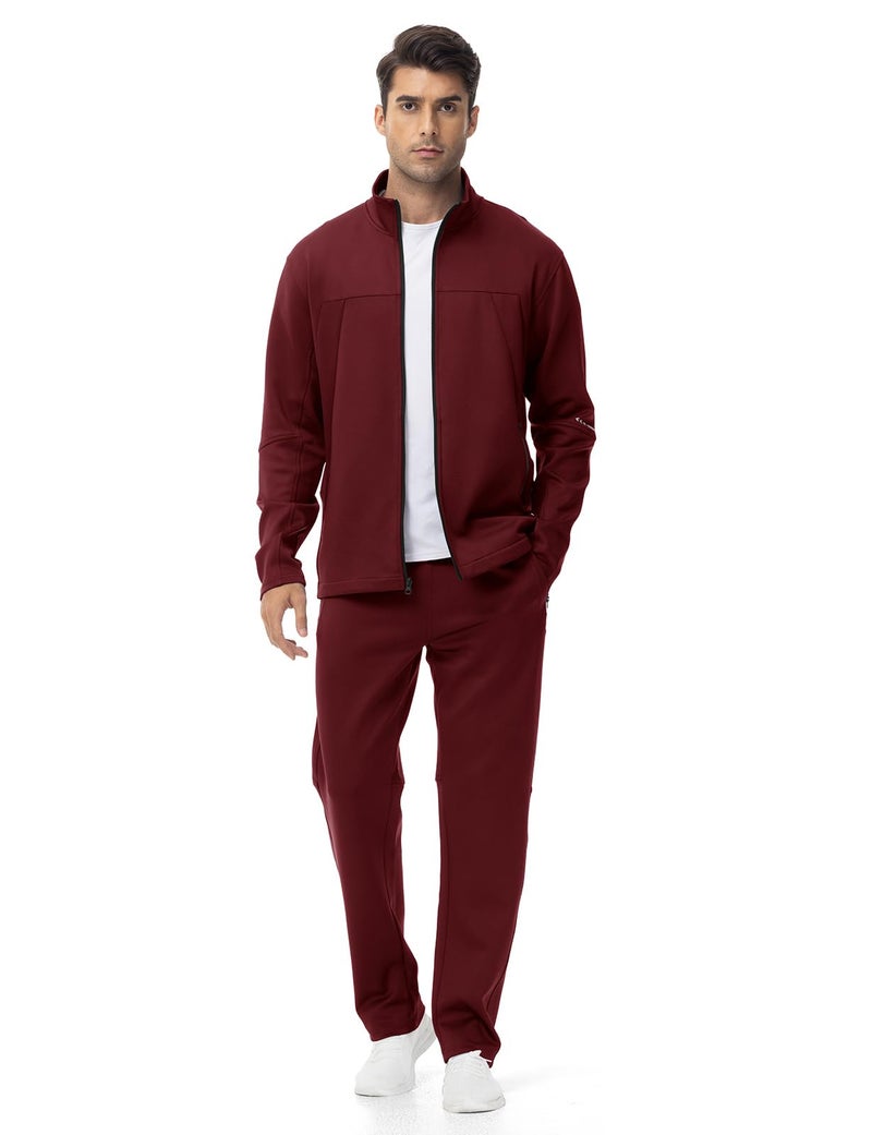 Gopune Men's Tracksuits 2 Piece Casual Athletic Jogging Warm Up Sweat Suits Workout Sports Sets,Wine Red XL - Image 5