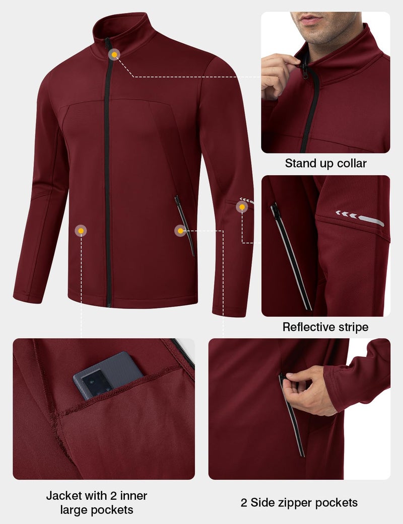 Gopune Men's Tracksuits 2 Piece Casual Athletic Jogging Warm Up Sweat Suits Workout Sports Sets,Wine Red XL - Image 2