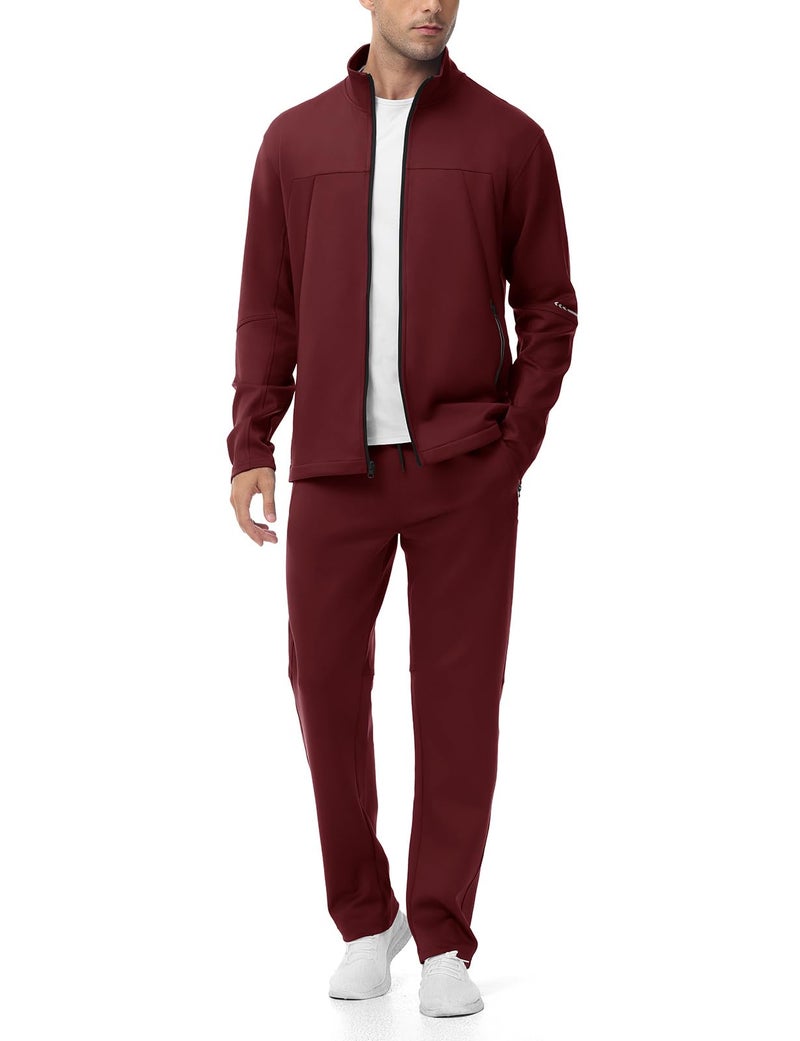 Gopune Men's Tracksuits 2 Piece Casual Athletic Jogging Warm Up Sweat Suits Workout Sports Sets,Wine Red XL - Image 1