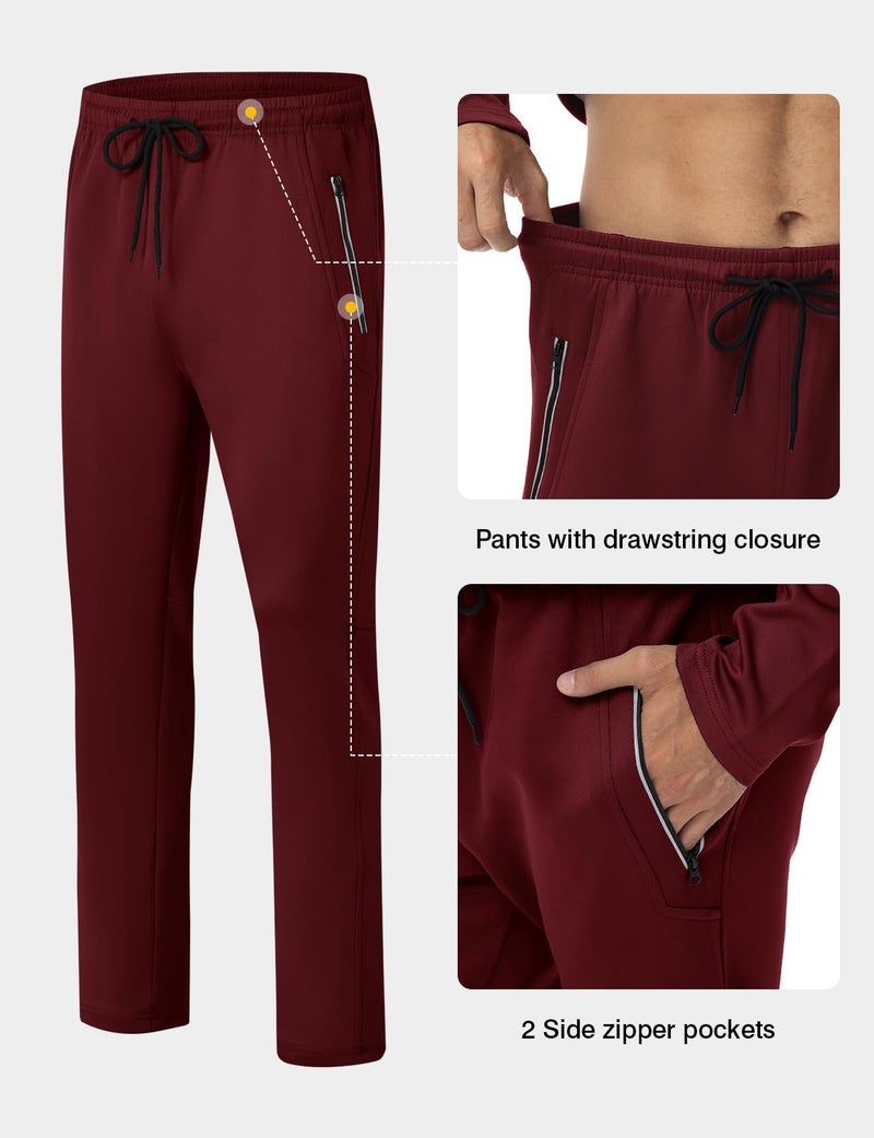 Gopune Men's Tracksuits 2 Piece Casual Athletic Jogging Warm Up Sweat Suits Workout Sports Sets,Wine Red XL - Image 3