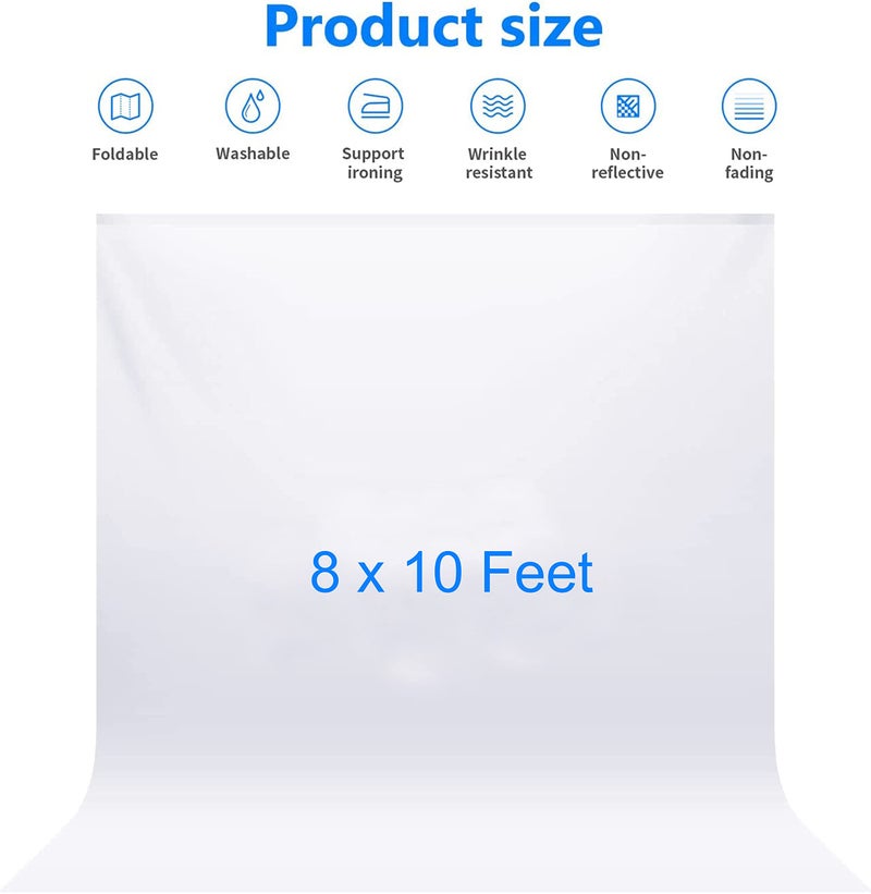 Boltove® 8FTX10FT White Backdrop Background Rod Pocket for Photography Backdrop,Photoshoot Background,Video Production, Home Decoration,Weddings, Newborns, Product Photography, Screen Video, Curtain - Image 2