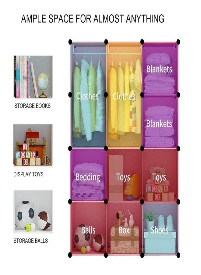 BRIGATTES Plastic Wardrobe for Kids, Baby Cupboard for Storage, 12 Cubes Almirah, Cupboard for Clothes, Collapsible Wardrobe for Baby Clothes/Toy/Book for Kids Bedroom - Blue- KTN2 - Image 4
