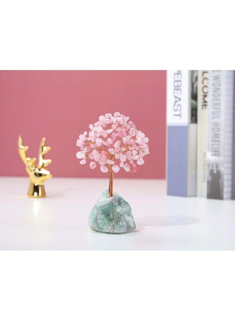 Excefore Rose Quartz Crystal Tree Feng Shui Money Tree Healing Stones Gem Natural Gemstones Bonsai Chakra Tree of Life Ornaments Home Office Table Decoration Spiritual Good Luck Gift - Image 3