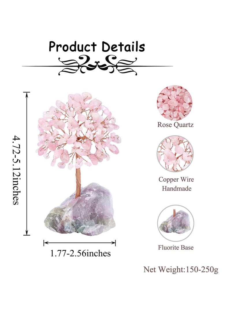 Excefore Rose Quartz Crystal Tree Feng Shui Money Tree Healing Stones Gem Natural Gemstones Bonsai Chakra Tree of Life Ornaments Home Office Table Decoration Spiritual Good Luck Gift - Image 4