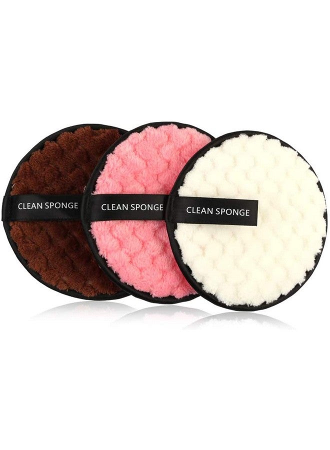 Vtrem 3 Colors Makeup Remover Pads Reusable Rounds Soft Facial Cleaning Puffs Towels Double-Side Washable Make Up Removing Cloth Microfiber Multi-Function, White, Pink, Brown - Image 1
