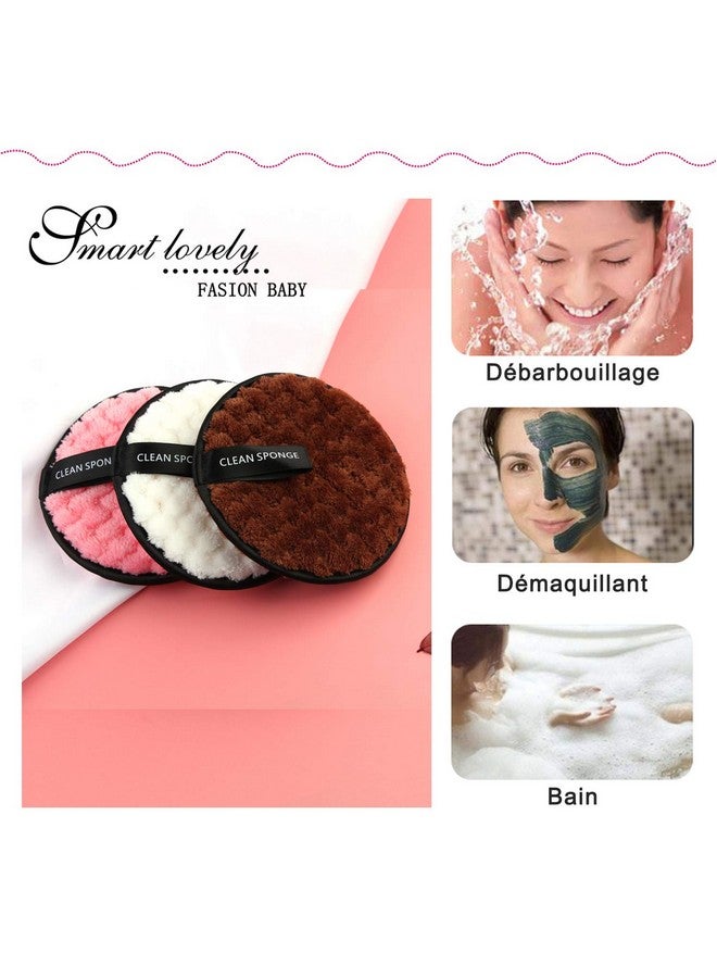 Vtrem 3 Colors Makeup Remover Pads Reusable Rounds Soft Facial Cleaning Puffs Towels Double-Side Washable Make Up Removing Cloth Microfiber Multi-Function, White, Pink, Brown - Image 5