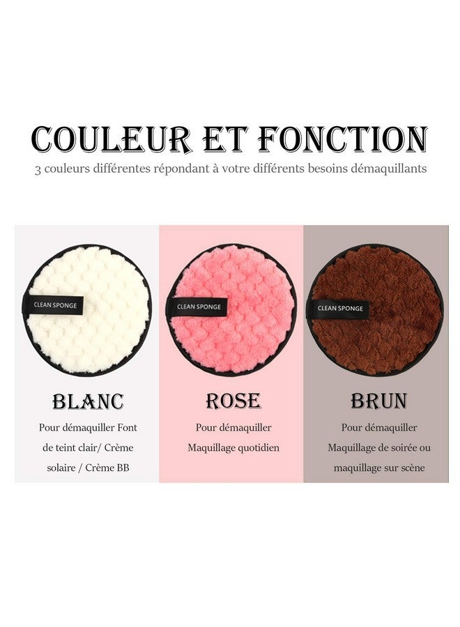 Vtrem 3 Colors Makeup Remover Pads Reusable Rounds Soft Facial Cleaning Puffs Towels Double-Side Washable Make Up Removing Cloth Microfiber Multi-Function, White, Pink, Brown - Image 2