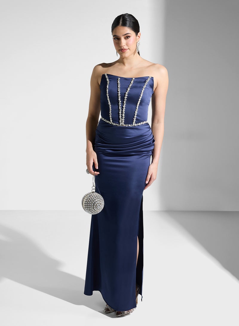 Akadia Fashion Embellished Strapless Evening Dress - Image 1