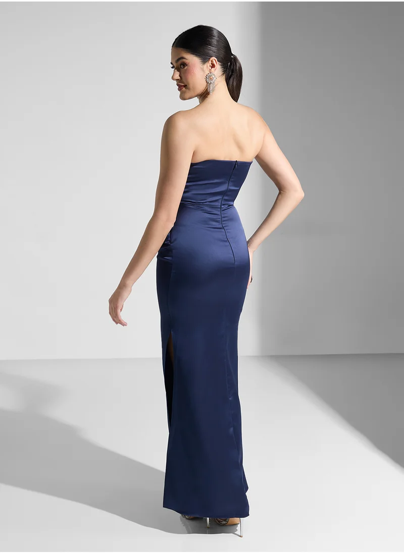 Akadia Fashion laced strapless satin dress