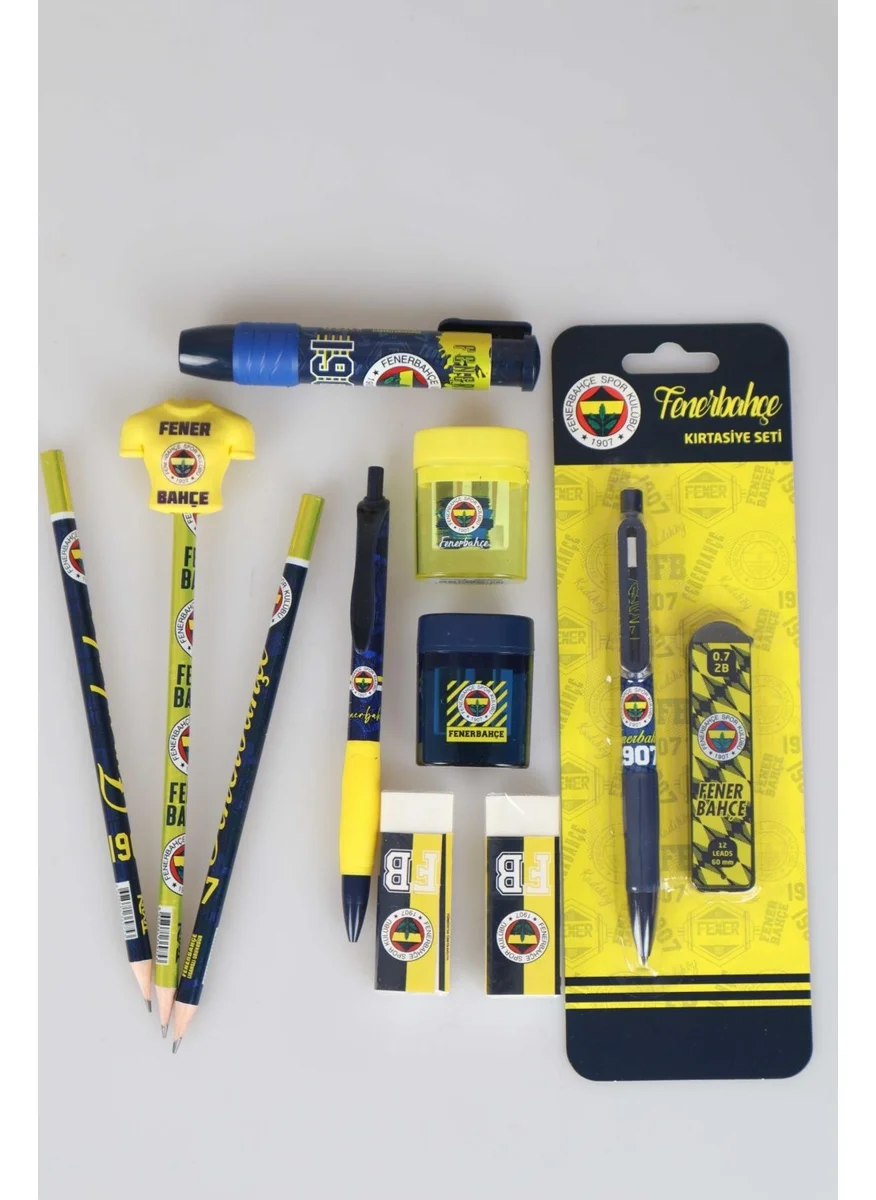 Fenerbahçe Dekomus Licensed Fenerbahce 12 Piece Stationery Set Eraser Top Pencil, Versatile Tip Pencil, Eraser, Pencil Sharpener