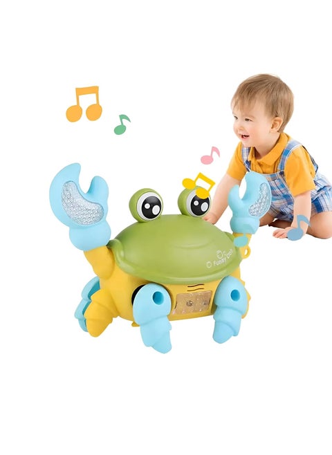 3D Light Up Crab - A charming crawling crab toy designed for children, provides a fun combination of music and colorful lights to promote interactive learning and development skills during play. Multi-colored toy.