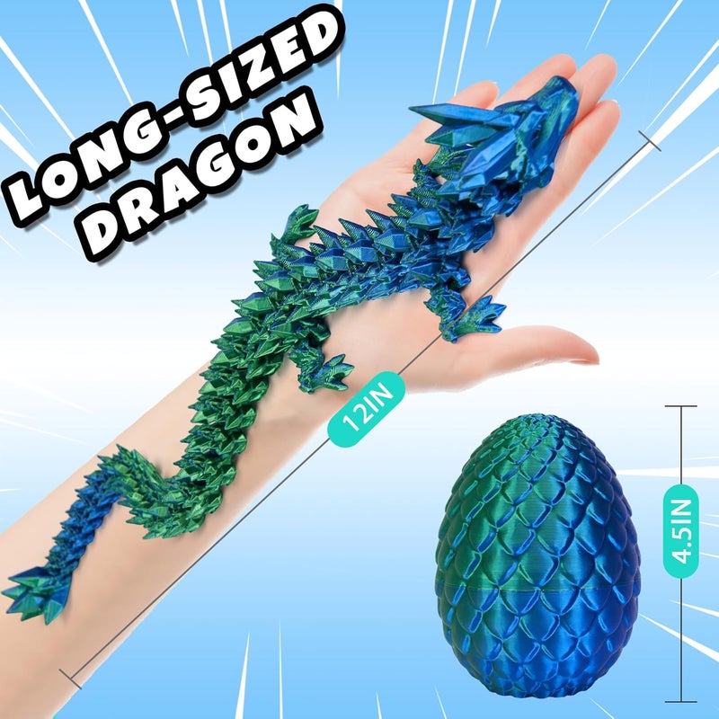 3D Printed Dragon Egg, Mystery Crystal Dragon Egg Fidget Toys Surprise, Articulated Crystal Dragon Eggs with Dragon Inside (Laser Green) - Image 5