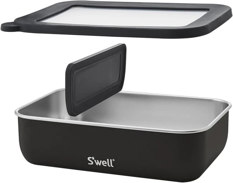 S'well Stainless Steel Bento Box, Onyx, Fits One Large Entree Or Small Entree And Snack, Includes Removable Divider, Leakproof, Easy to Clean, Dishwasher Safe - Image 3