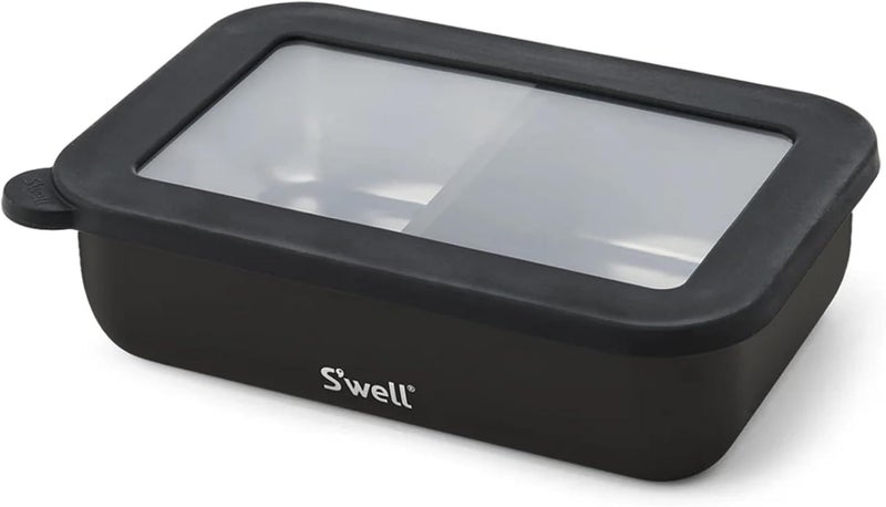 S'well Stainless Steel Bento Box, Onyx, Fits One Large Entree Or Small Entree And Snack, Includes Removable Divider, Leakproof, Easy to Clean, Dishwasher Safe - Image 1