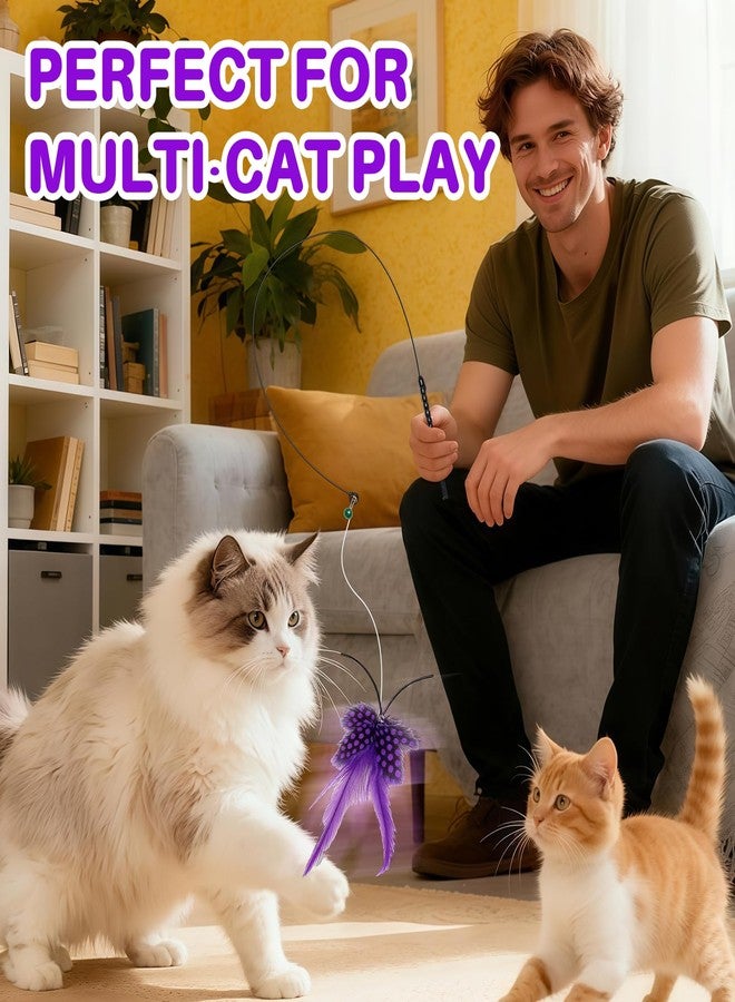 Walfront Cat Toy Teaser Wand with Suction Base, Purple Butterfly Head, Self-Play or Handheld, Keeps Indoor Cats Active, Prevents Destructive Behavior, Fun for Energetic & Overweight Cats - Image 4