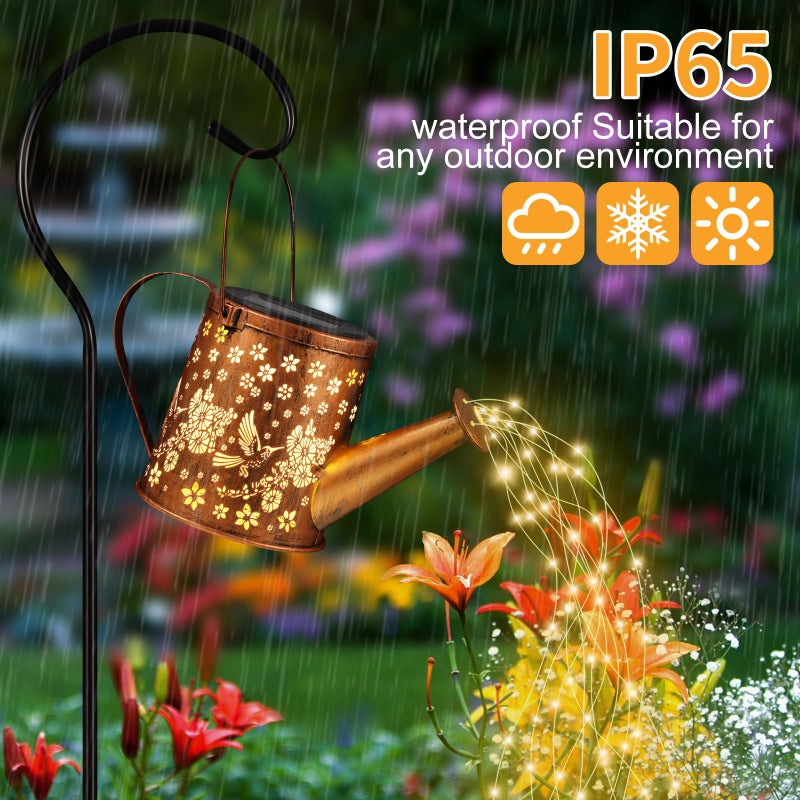 Pawatee Solar Watering Can Light, Solar Powered Hanging Lantern Landscape Lights, Decorative Garden for Yard Waterproof Garden Decor, Gifts for Mom, Grandmaï¼ˆ02-Hummingbirdï¼‰ - Image 2