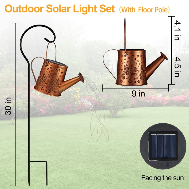Pawatee Solar Watering Can Light, Solar Powered Hanging Lantern Landscape Lights, Decorative Garden for Yard Waterproof Garden Decor, Gifts for Mom, Grandmaï¼ˆ02-Hummingbirdï¼‰ - Image 4