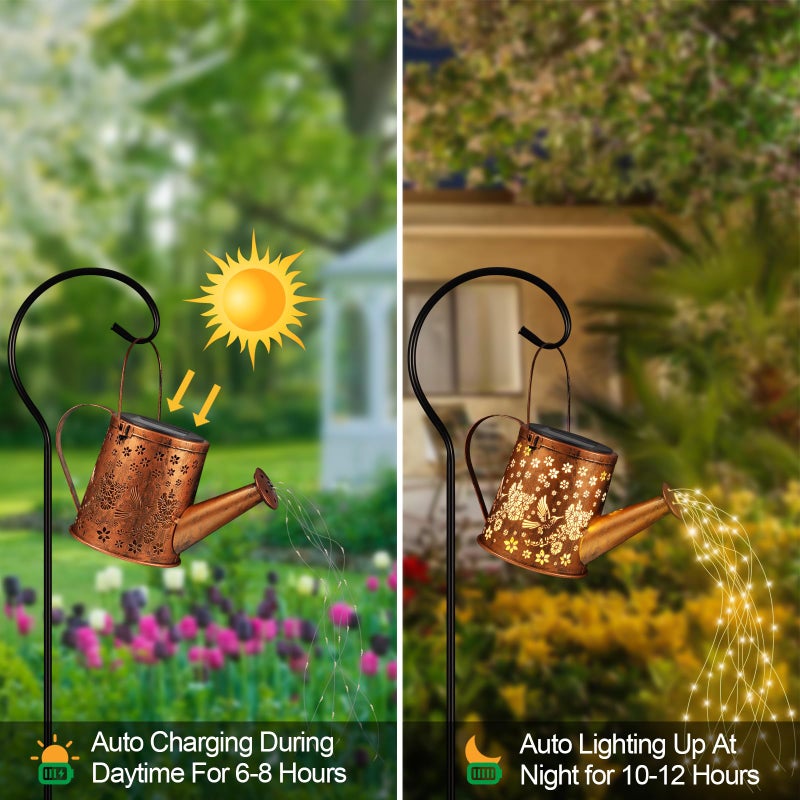 Pawatee Solar Watering Can Light, Solar Powered Hanging Lantern Landscape Lights, Decorative Garden for Yard Waterproof Garden Decor, Gifts for Mom, Grandmaï¼ˆ02-Hummingbirdï¼‰ - Image 3