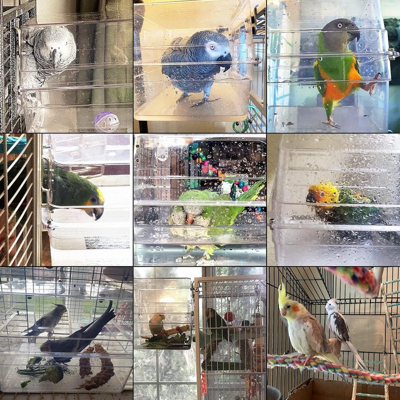 Colorday Large Bird Bath for Cage, Parrot Bath for Parakeet, African Grey, Amazon, Conure, Cockatiel(13X11X8 inch) - Image 3